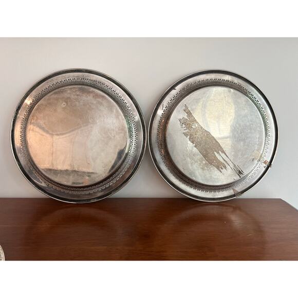 Two Vintage William Rogers Silverplate Tray Pattern 4271P 12 inch Serving Tray - Picture 4 of 6